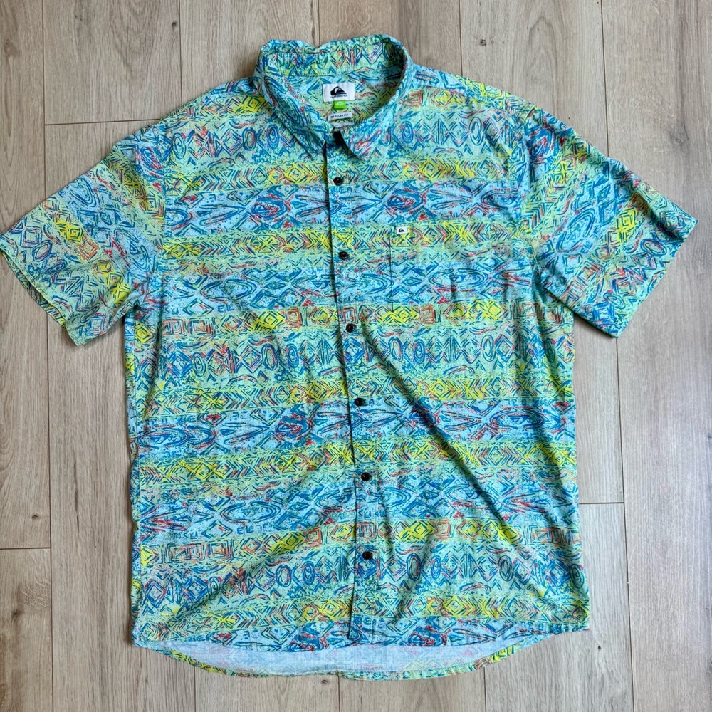 Quiksilver Heyday Hawaiian Shirt Men’s XL Multicolor Button Down